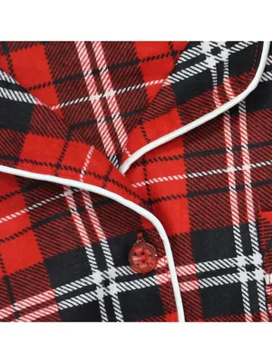 NWT Casual Nights Cotton Long Sleeve Button Down Pajama Set Red Black Plaid L thumbnail 9