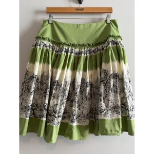 Anthropologie style Green Toile Print Cotton Boho Peasant‎ Skirt Cottagecore thumbnail 11