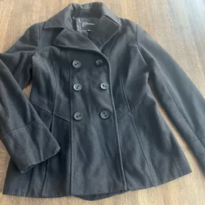 Guess Black Wool Peacoat Double Breasted Classic Preppy Size Small thumbnail 2