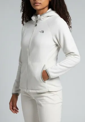 NORTH FACE Polartec Classic Women’s White Fleece Zip Hoodie Size S thumbnail 1