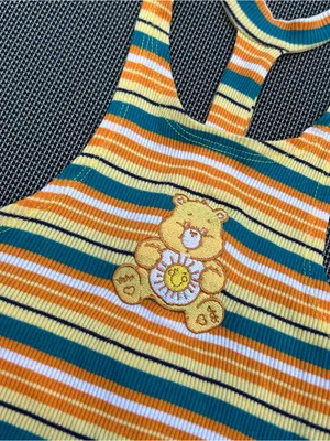 Care Bears Sunshine Bear Sleeveless Graphic Halter Tank Top Women's xs‎ striped thumbnail 4