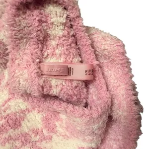 Skims L/XL‎ Cozy Knit Pullover Petal Pink Houndstooth Oversized Lounge Valentine thumbnail 10