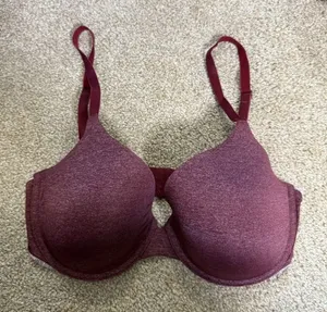 Victorias Secret Uplift Semi Demi Maroon‎ Space Dye Bra T-Shirt 34DD thumbnail 1