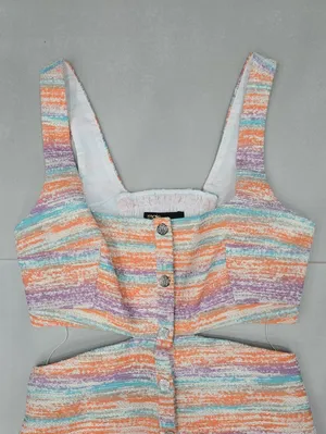 Nee Maje Pastel Striped Cutout Tweed Mini Dress Size 38 thumbnail 7