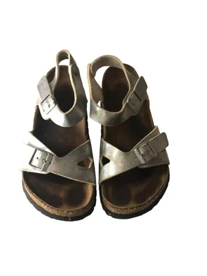 Birkenstock Rio Sandals Metallic Silver Iridescent 36 Women's Size 5 thumbnail 2