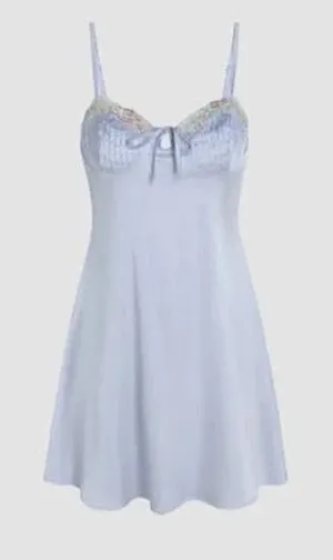 Cider Satin Sweetheart Baby Doll Rainbow Lace Trim Mini Dress Size M NWT thumbnail 1