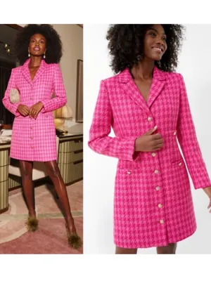 Pomander Place Magenta Tweed Stacie Houndstooth Pink Dress Tuckernuck Small S * thumbnail 2