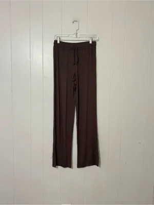 Nuuds Women’s Coffee Brown Lounge Pajama Pants Wide Leg Size XS thumbnail 2