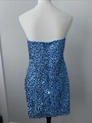 BP. Strapless Blue Sequin Mini Party Dress Women's Large thumbnail 7