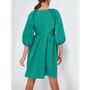 Hyacinth House‎ Emerald Green Tuckernuck M Ruched V-Neck Genevieve Mini Dress thumbnail 5
