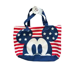 NWT Disney Parks Patriotic Mickey Mouse Blue & Red Tote Bag 12x18.5 thumbnail 2
