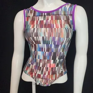 Plum Multicolored Geometric Leotard (S) Blue thumbnail 2