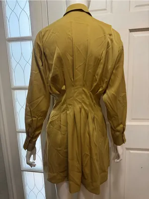 Exquise by Anthropologie Tobie Olive Green Button-Front Long-Sleeve Dress XS A thumbnail 5