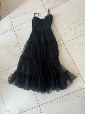 NWT Moon River Black Sheer Tiered Midi Dress Size Small thumbnail 2