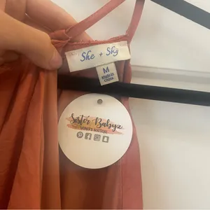 She + Sky Midi Dress in Copper Size Medium NWT‎ thumbnail 3