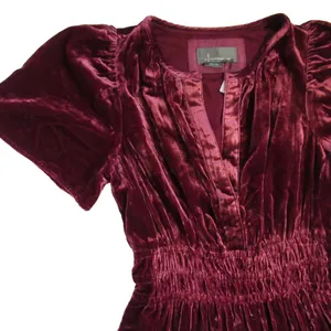 NWT by Anthropologie The Somerset Maxi in Red Maroon Velvet Edition Dress XS thumbnail 6