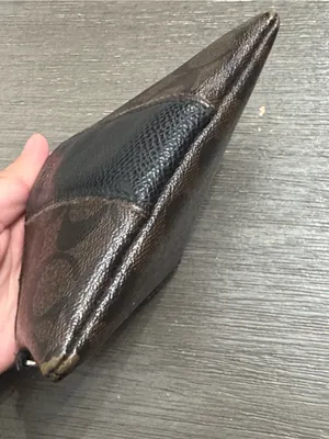 Coach Brown Signature Zip Pouch with Black Center Stripe thumbnail 5