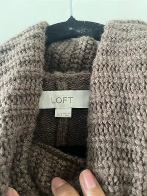 Loft Brown Cowl Neck Wool Blend Knit Poncho Sweater XS Equestrian Fall Oversized thumbnail 5