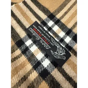 100% Cashmere Plaid Tan Brown Scarf 72" Fringe Preppy thumbnail 2