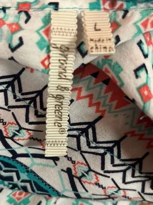 Grand & Greene Tribal Print Boho Blouse with Tassels, Large thumbnail 7