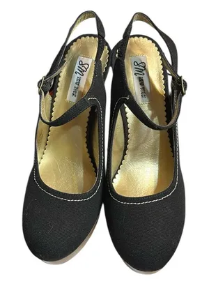 Steve Madden SM New York Black and Tan w/Contrast Cream Stitching Lydiaa Heels thumbnail 1