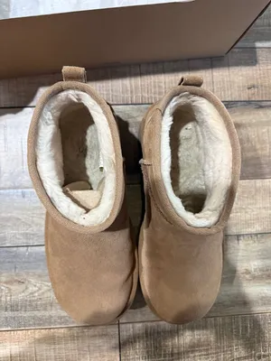 UGG Tan Platform Slip-On Suede Boots thumbnail 3