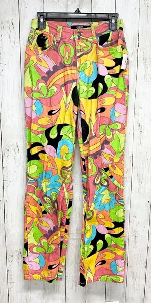 Jaded London Pants Women Size W26 Psychedelic Boyfriend Jeans Multicolor Retro‎ thumbnail 1