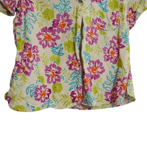 Fieldgear Womens Linen Blend Floral Button Up Shirt Short Sleeve Tropical Small‎ thumbnail 3