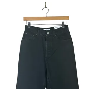 Zara Mom Jeans Womens 4 Black High Rise Straight Rigid Clean Girl Minimalist thumbnail 4