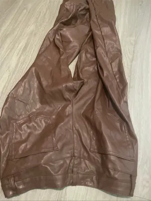 Women's Brown Faux PLeather Flare Pants thumbnail 3