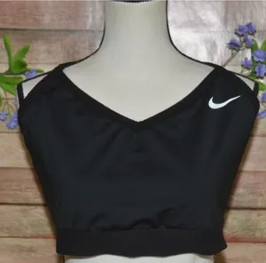 Nike Women’s Plus Dri-FIT Indy V-Neck Racerback Bra Black Size 2X NO Pads thumbnail 1