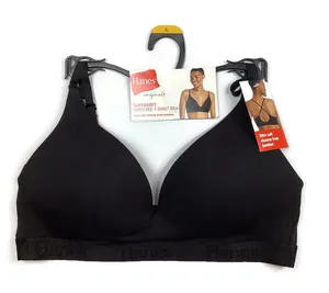 Hanes Originals Supersoft Wirefree T-Shirt Bra Black Large NEW! thumbnail 1
