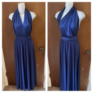 Dark Blue convertible halter maxi thumbnail 3