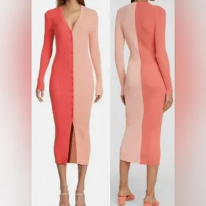 NEW Staud Shoko Long sleeve ribbed Sweater midi Dress Sz S thumbnail 2