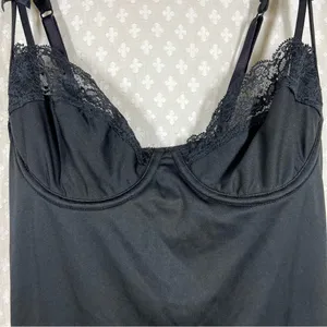 Victoria's‎ Secret Black Vintage Lace Underwire Satin Slip Dress thumbnail 2