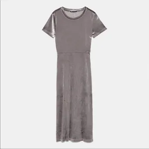 ZARA velvet midi dress in metallic taupe grey‎ Size Small thumbnail 11