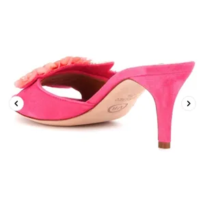 NEW Veronica Beard Sequined flower spring suede mules pink thumbnail 6