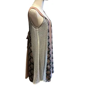 Ryu : Dress Womens Multi Fabric Beige A Line Lace Boho Cottage Back Bow SZ M Y2K thumbnail 9