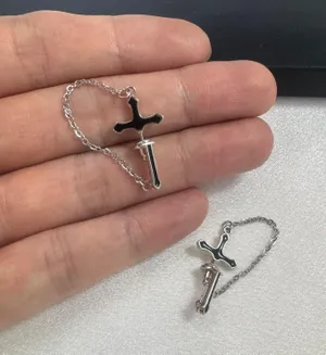 Cross Stud Earrings for Men Women Streetwear Punk Hip Hop Unisex Style thumbnail 5