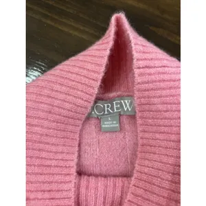 J. Crew Merino Alpaca Wool Blend Wide Cable Sweater Pink Large Cozy Grandma Core thumbnail 6