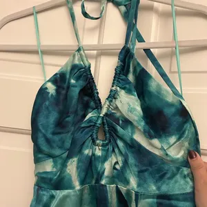 Beautiful silk green tie dye satin maxi thumbnail 1