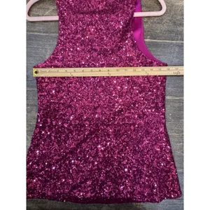 Alice + Olivia Pink Sequined Tank Top Size Medium All Over Sequin Glam thumbnail 9