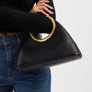 ASOS- “glamorous” gold top handle bag faux leather black bag thumbnail 1