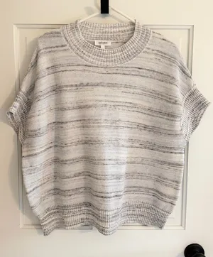 Haven Well Within Organic Cotton Knit Sweater Tee Gray Stripe Large‎ thumbnail 1