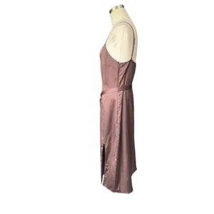 Abercrombie Fitch Satin Slip v neck Midi Dress Womens M Brown Strappy Sleeveless thumbnail 7