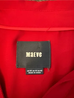 Maeve Anthropologie De Stijl Popover Blouse 10 Red Excellent Chevron V-Neck thumbnail 7