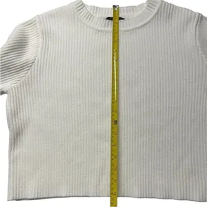 Lulus Womens Ribbed Cropped Knit Sweater Cream White Long Sleeve‎ Size L thumbnail 8