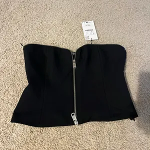 ZARA Black strapless zipper top never worn thumbnail 2