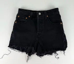 Levi’s Ribcage Straight Black Denim Jean Shorts thumbnail 1