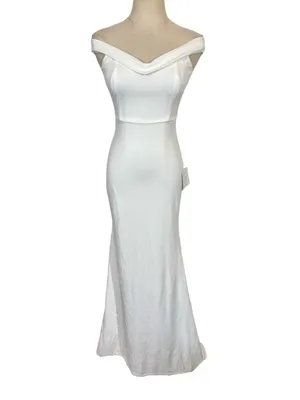 NWT Lulus Arienne White Off-the-Shoulder Mermaid Maxi Dress- Still Full Price thumbnail 7
